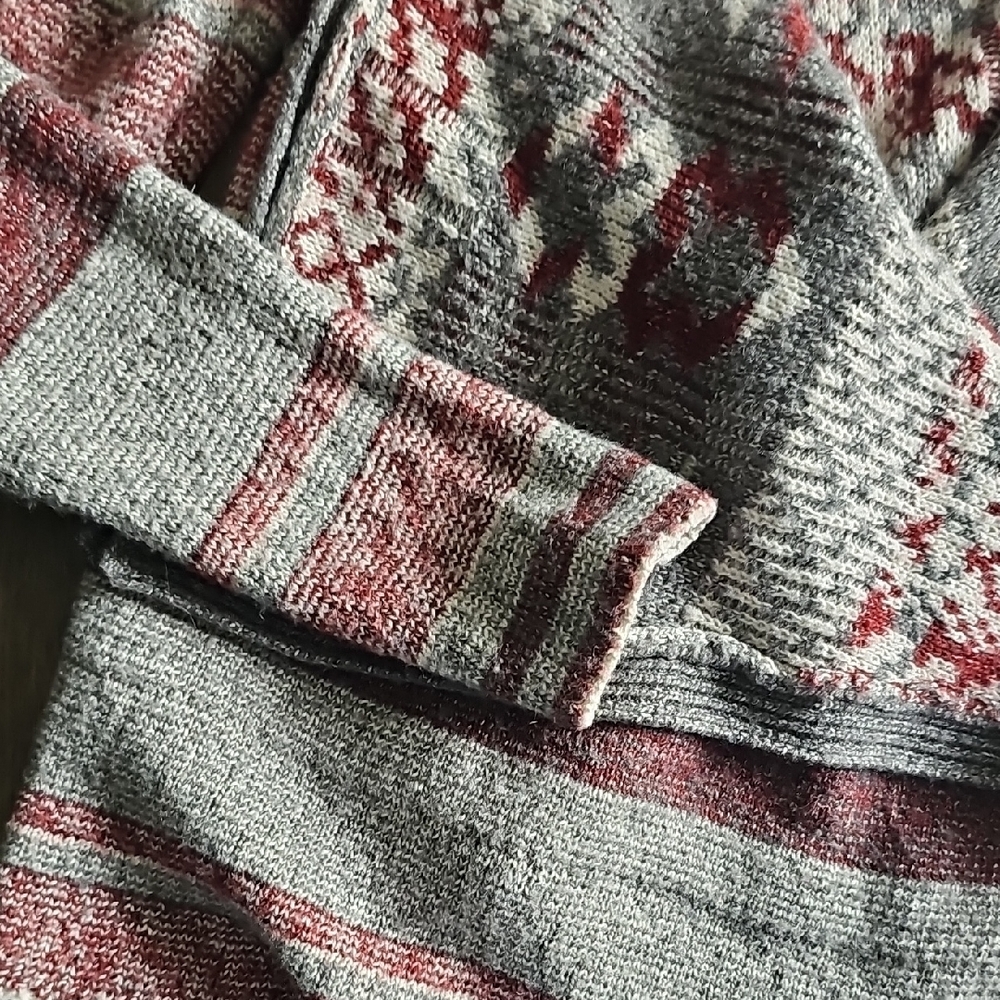 Natural Reflections Sweater Open-Front Stripe Knit Cardigan Aztec Bohemian Large - Picture 4 of 8